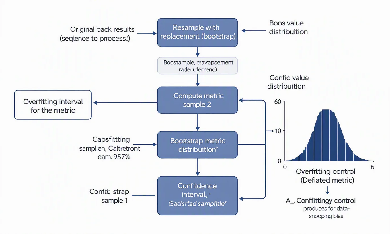 How to bootstrap confidence intervals for a backtest: a wordless annotated mechanism illustration