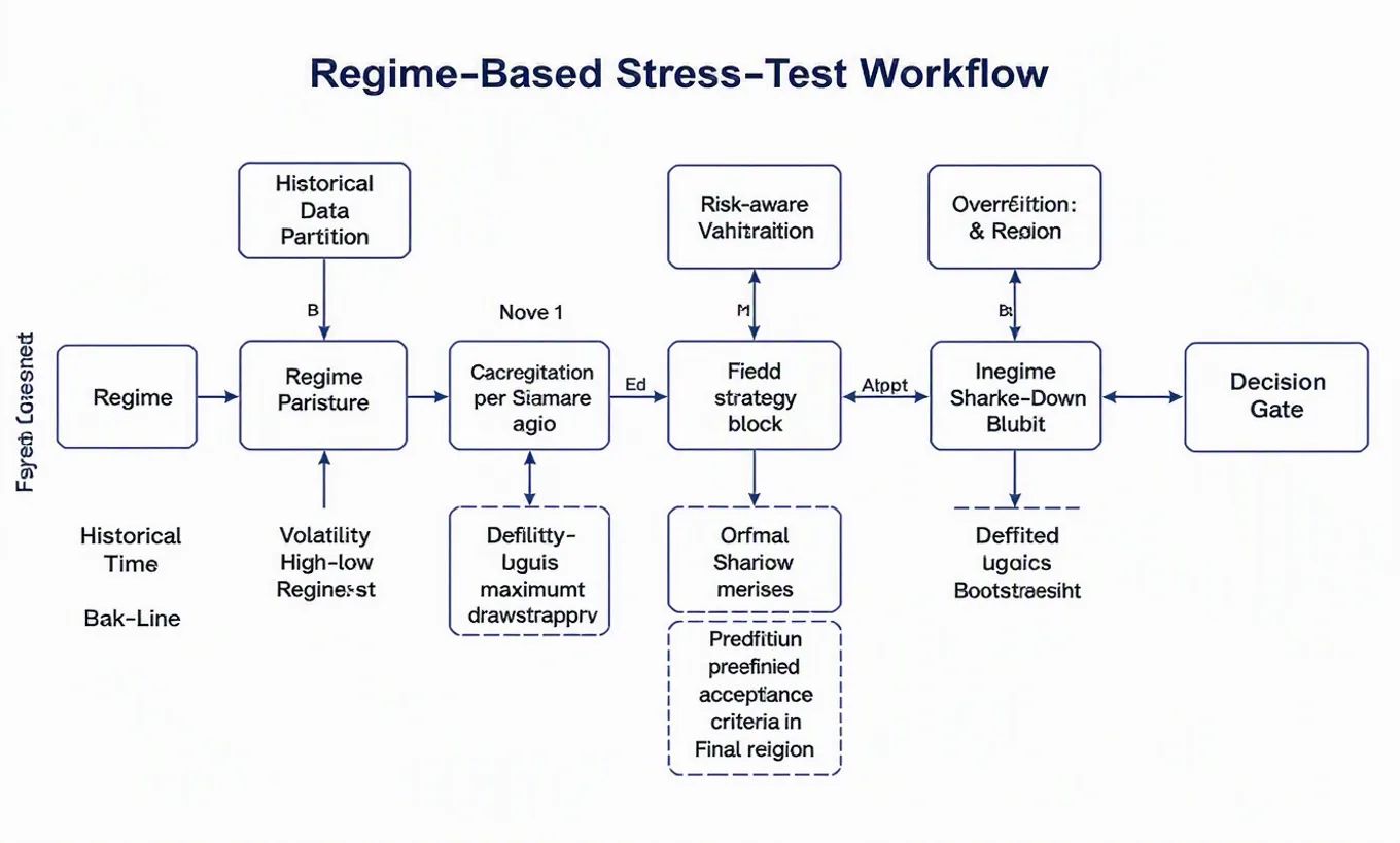 How to stress test a strategy across market regimes: a wordless annotated mechanism illustration
