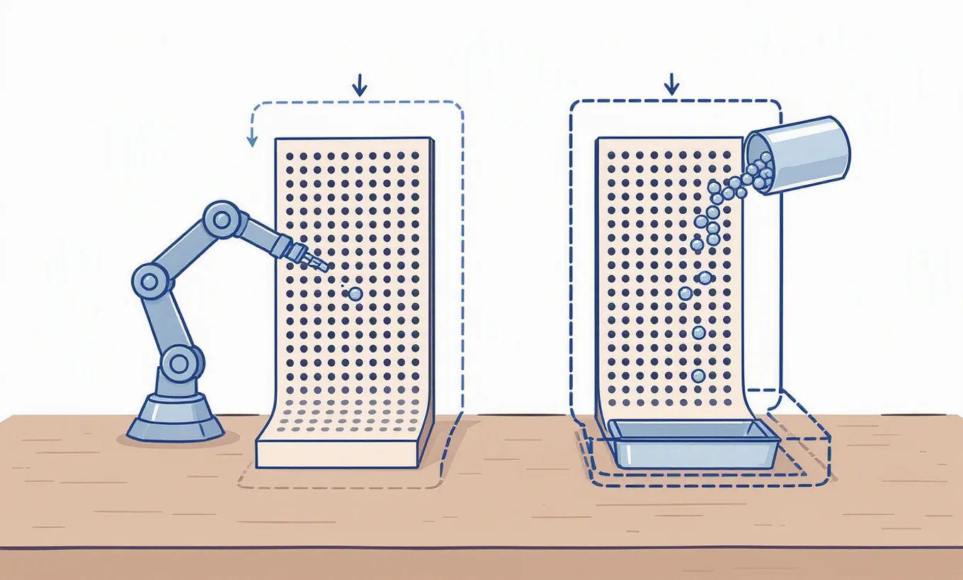 Why random entries can look profitable in backtests: a wordless annotated mechanism illustration