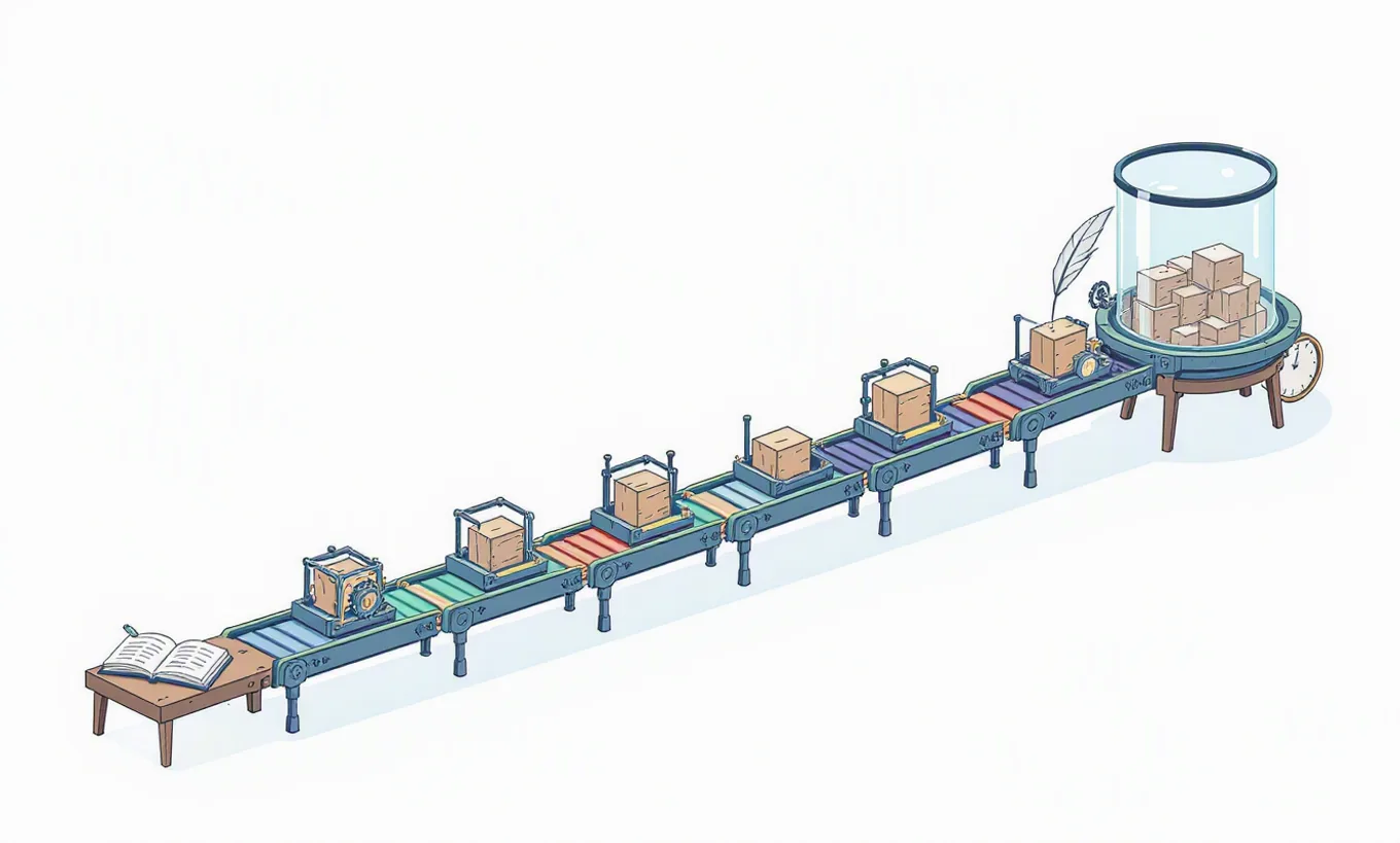 Why strategy changes need version history: a wordless annotated mechanism illustration